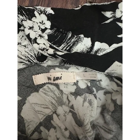 Mi Ami Womens Maxi Dress Size L Black White Floral Strapless Ruffle Summer - Picture 3 of 4